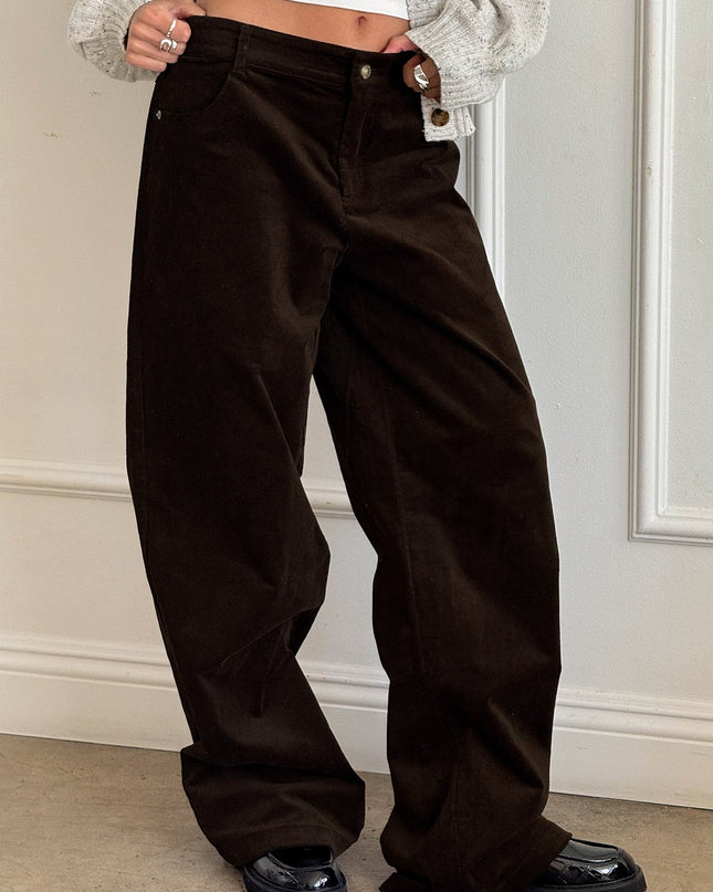 Kenza Wide Leg Corduroy Pant Brown