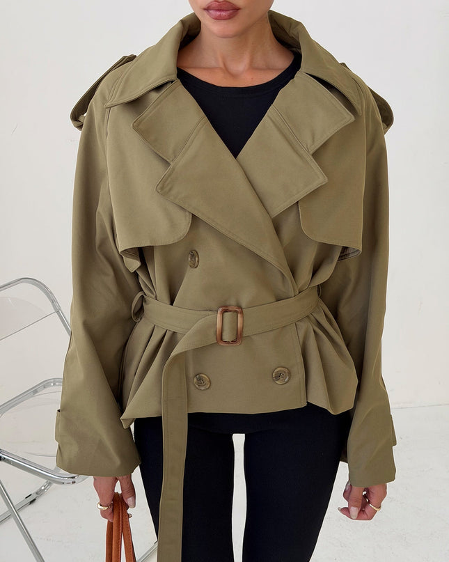 Eldora Cropped Trench Coat Green