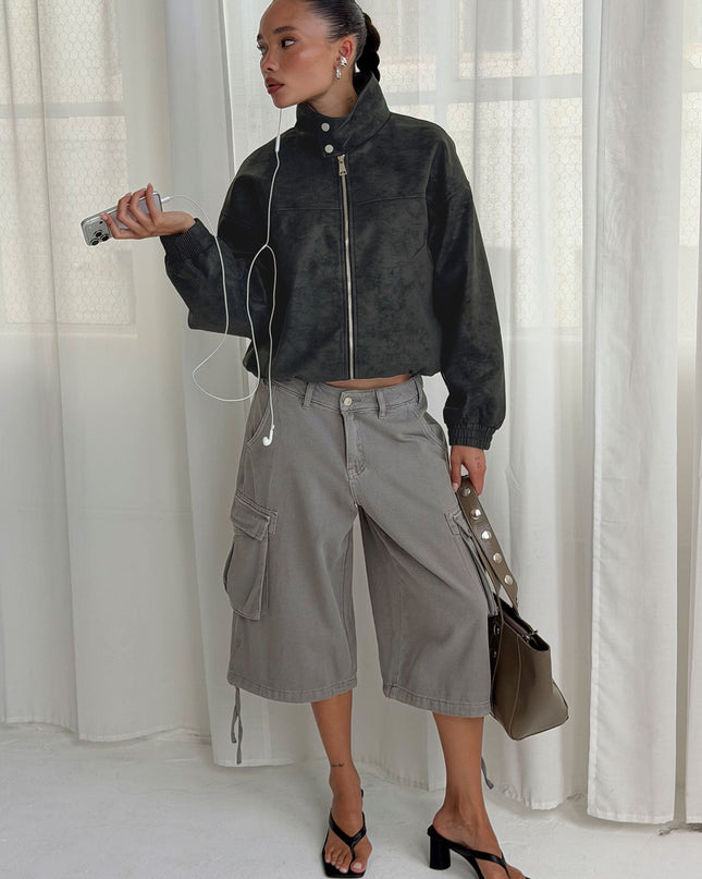 Hudsen Longline Cargo Shorts Charcoal