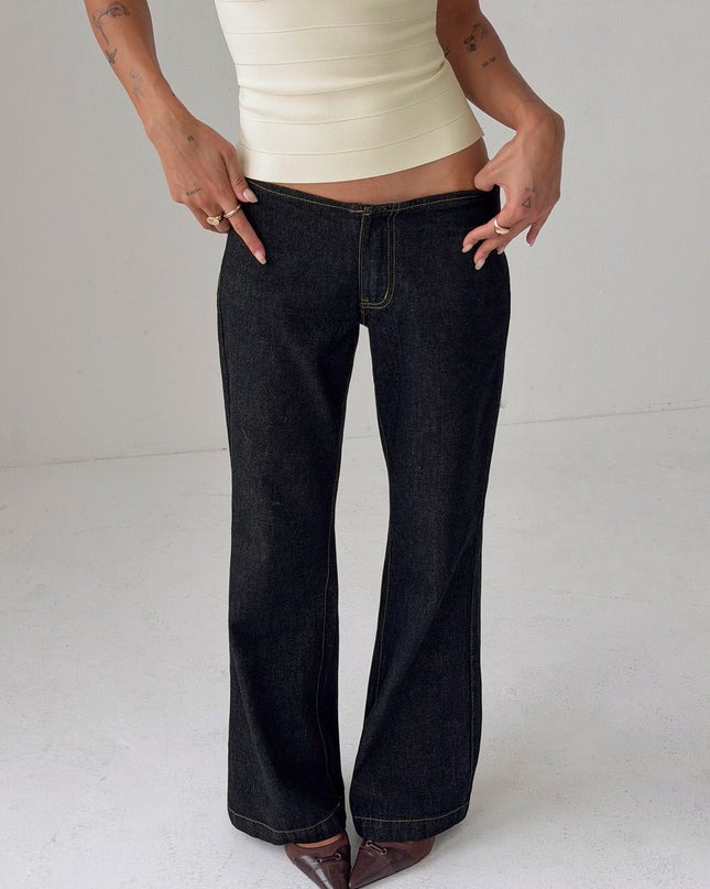 Buenos No Waist Low Rise Straight Leg Jeans Raw Denim