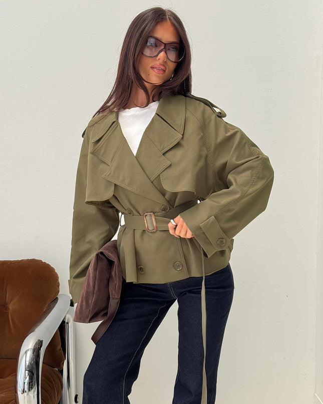 Eldora Cropped Trench Coat Green