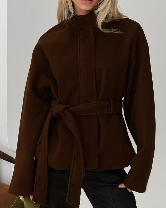Tameeka Funnel Neck Coat Brown