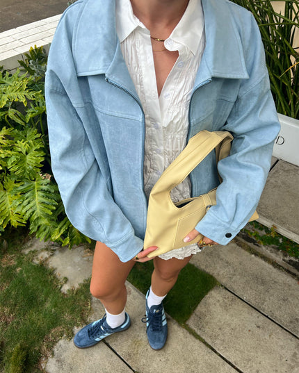 Goldsmith Faux Suede Bomber Jacket Blue