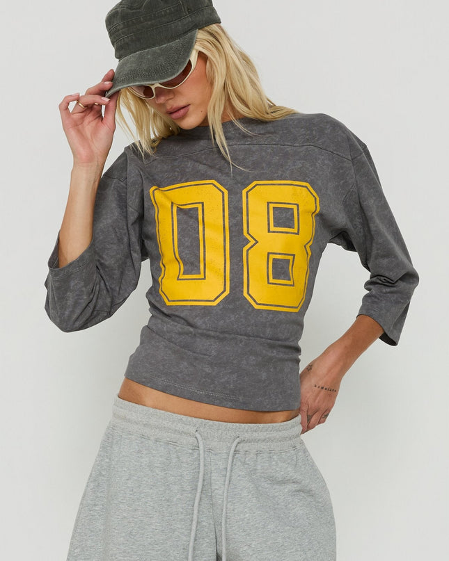 City 3/4 Sleeve Graphic Tee Grey / Yellow