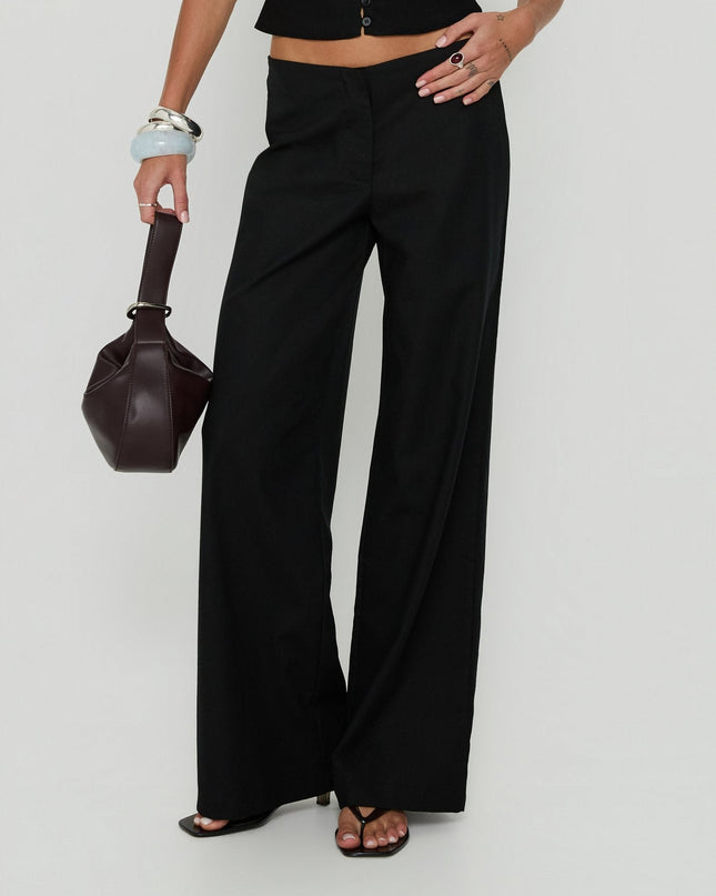 Agazia No Waist Low Rise Straight Pants Black