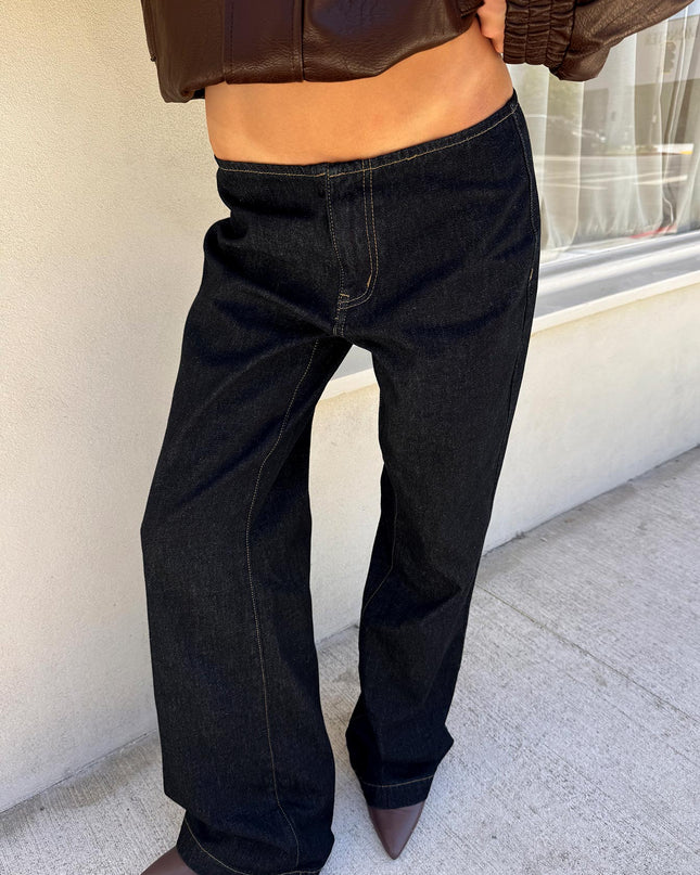 Buenos No Waist Low Rise Straight Leg Jeans Raw Denim