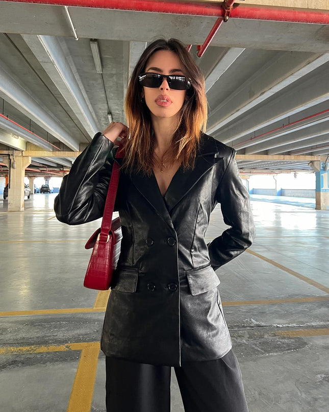 Ellen Faux Leather Blazer