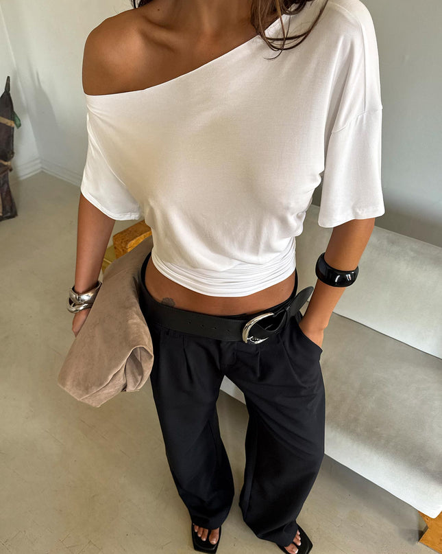 Ashlinn Off Shoulder Drapey Top White