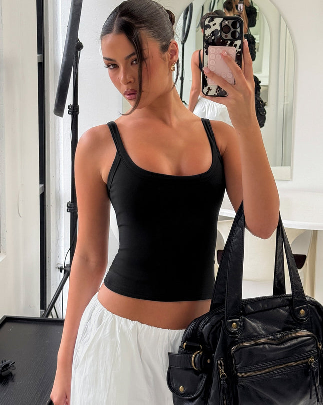 Kasper Cinched Tank Top Black
