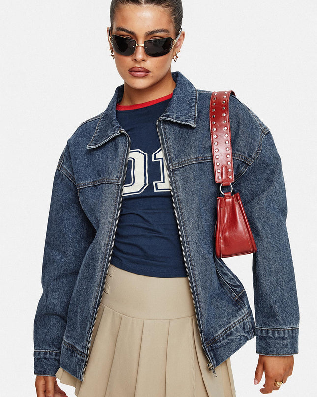 Goldsmith Denim Bomber Jacket Mid Wash