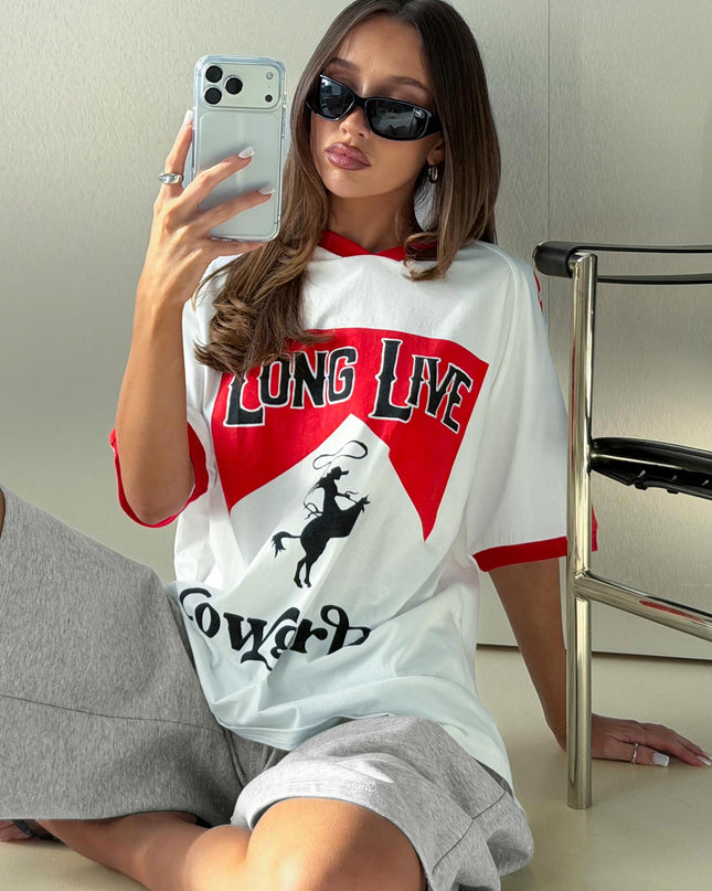 Long Live Cowgirls Oversized Graphic Tee White / Multi