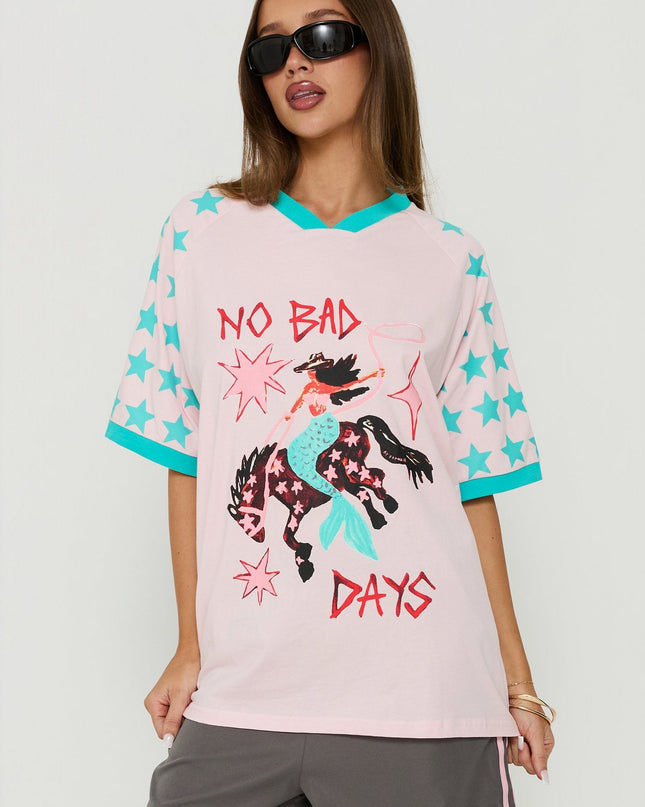 No Bad Days Oversized Graphic Tee Pink / Multi