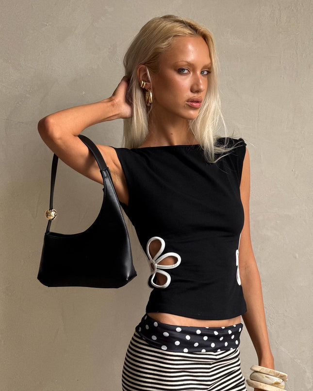 Currents Cut Out Detail Top Black