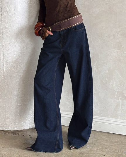 Darla Low Rise Straight Leg Jean Dark Blue Wash