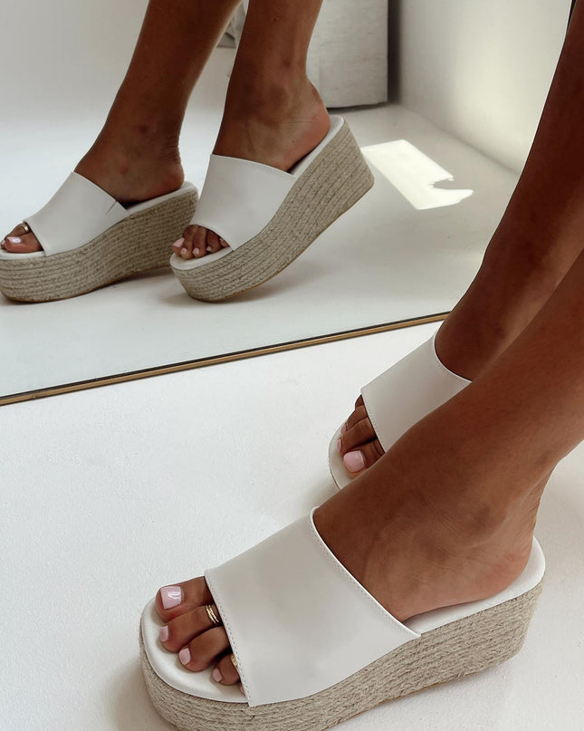 Arton Espadrille Platform Sandals White