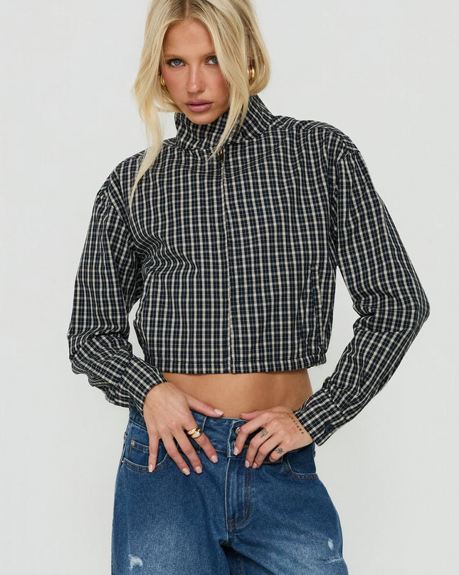 Aura Jacket Navy / Lemon Plaid