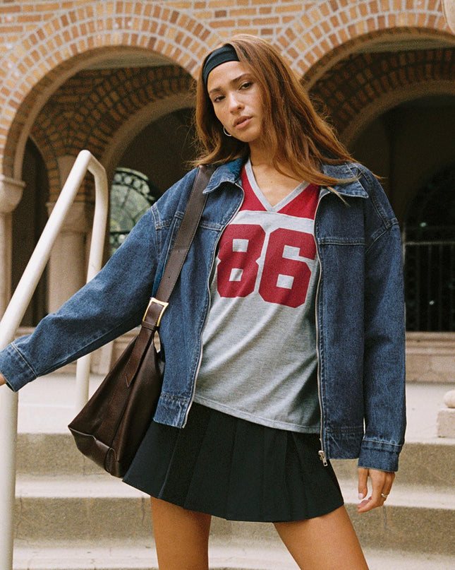 Goldsmith Denim Bomber Jacket Mid Wash