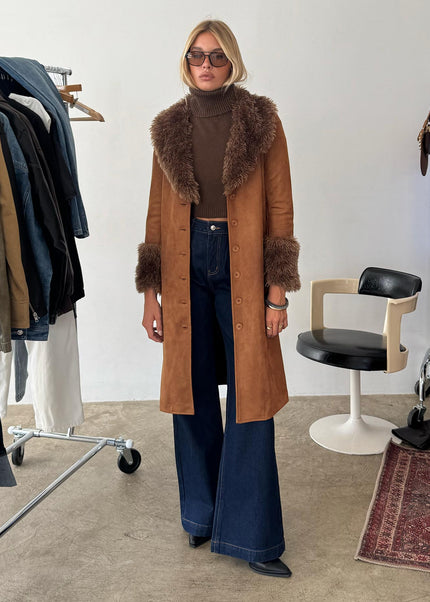 After Party Shearling Jacket Brown