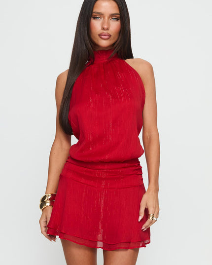 Maelis Backless Romper Red