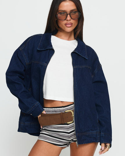 Goldsmith Denim Bomber Jacket Dark Wash