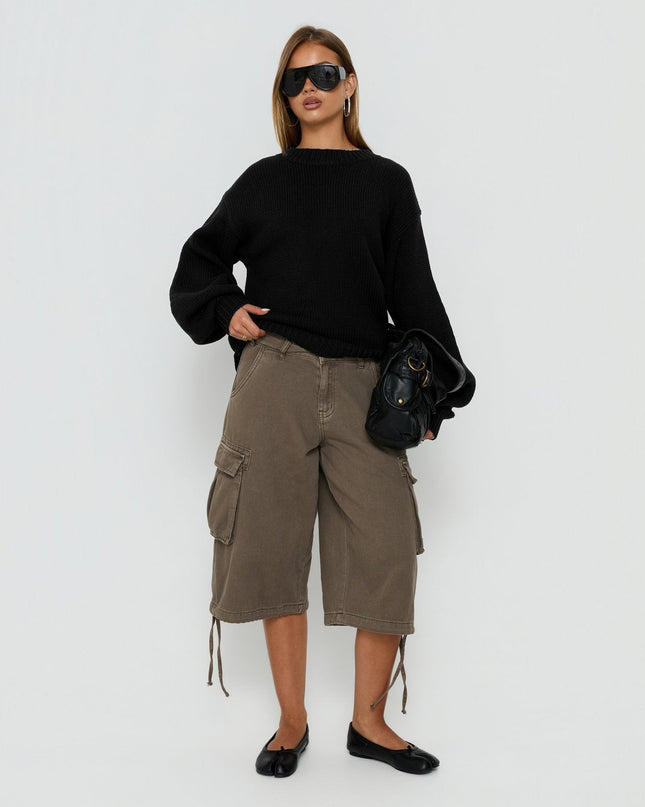 Harmony Balloon Sleeve Knit Sweater Black