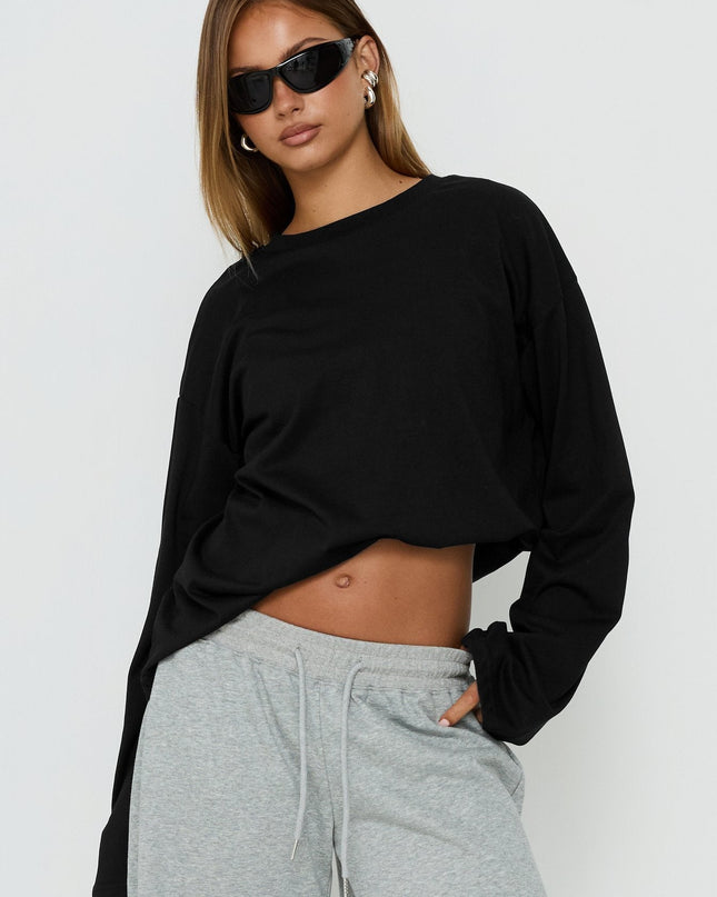 Settle Down Long Sleeve Top Black