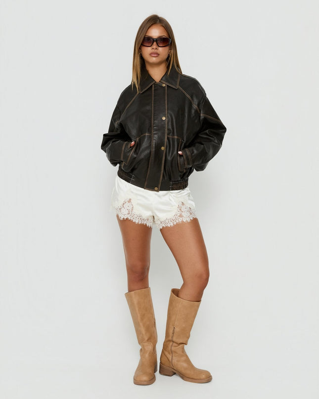 Jaxton Faux Leather Jacket Brown