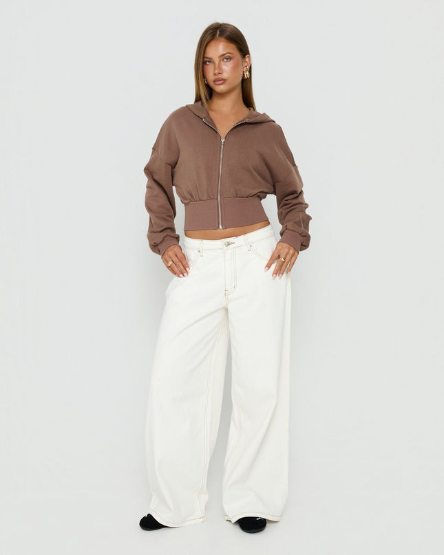 Naylor Mid Rise Wide Leg Jeans Cream