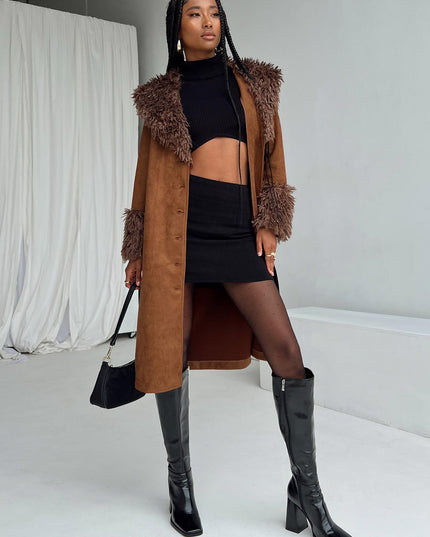After Party Shearling Jacket Brown