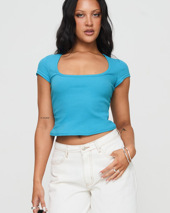 Baseline Square Neck Rib Top Blue