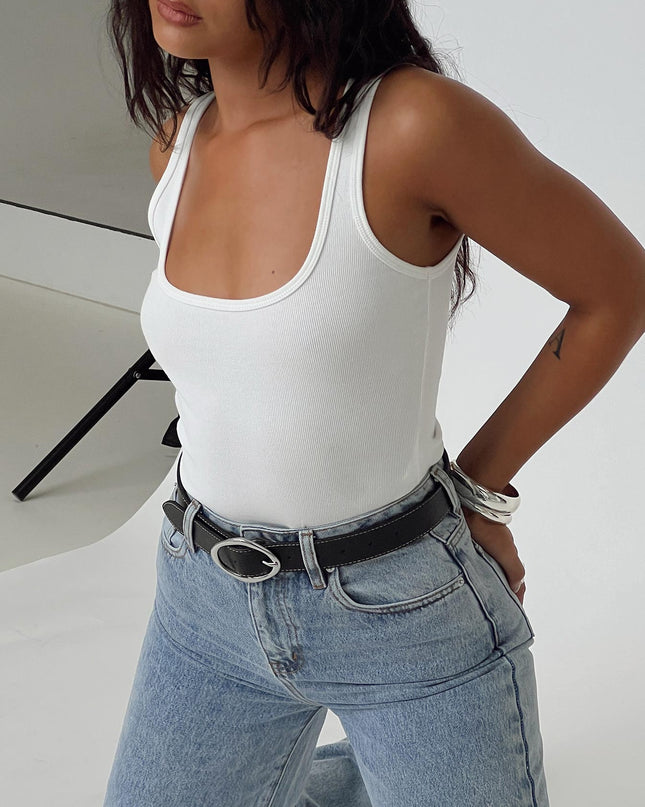 Baseline Square Neck Rib Tank Top White