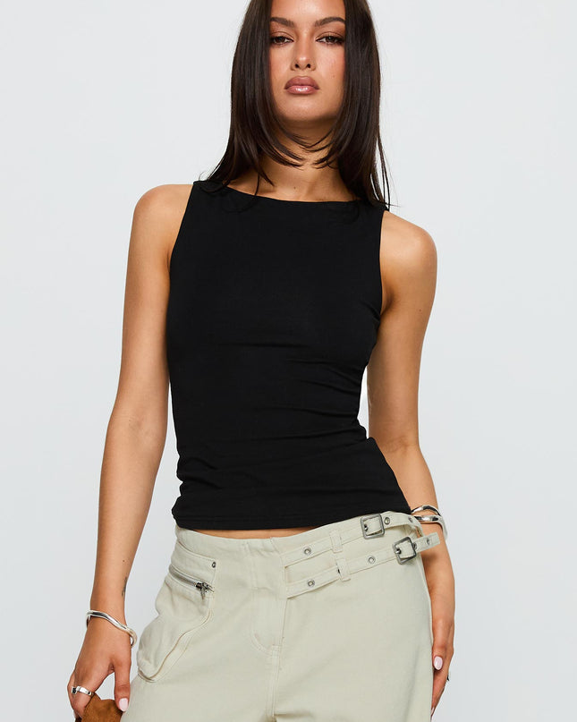 Lose Your Number High Neck Top Black
