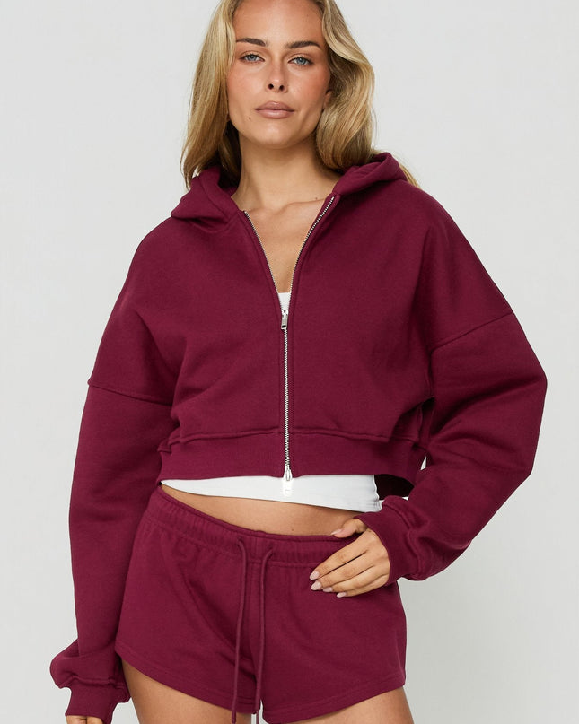 Zellah Double Ended Zipper Hoodie Cherry