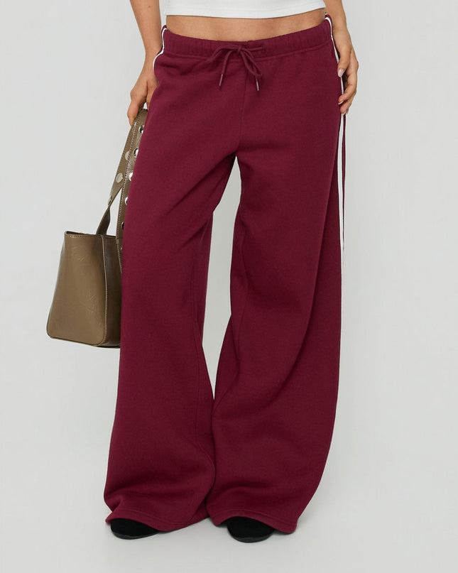 Kennah Wide Leg Sweat Pants Cherry
