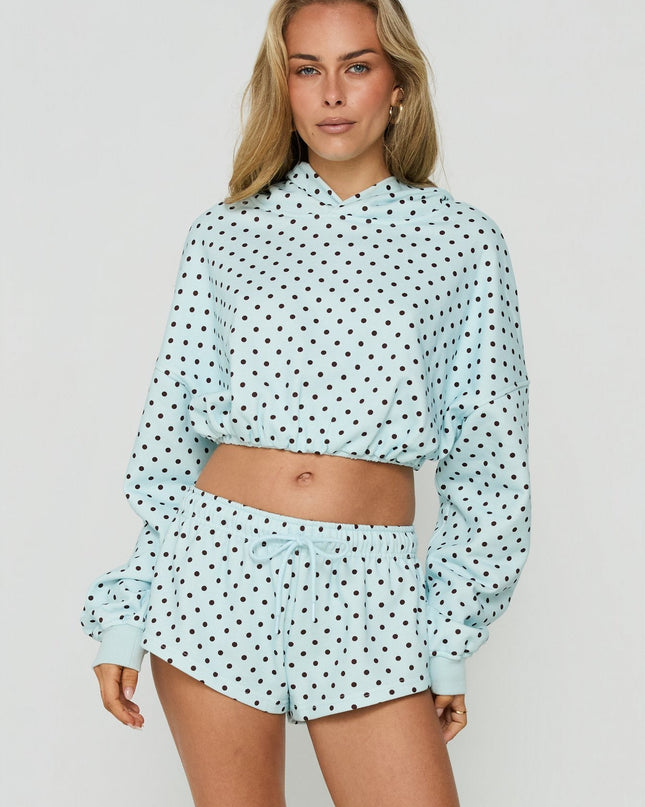 Quinncy Low Rise Sweat Shorts Blue Polka Dot