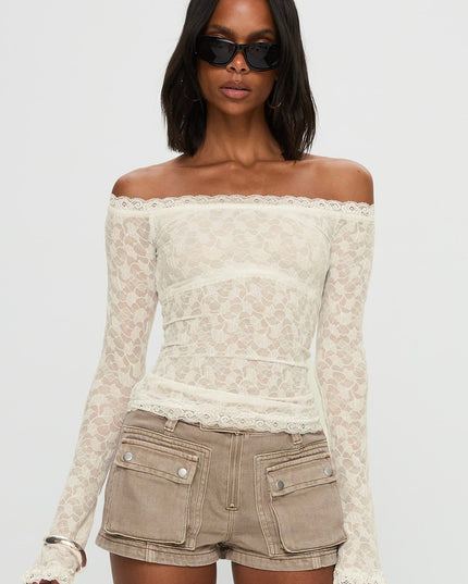 Mochapella Off The Shoulder Top White
