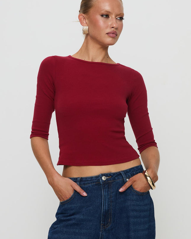 Elaia 3/4 Sleeve Top Red