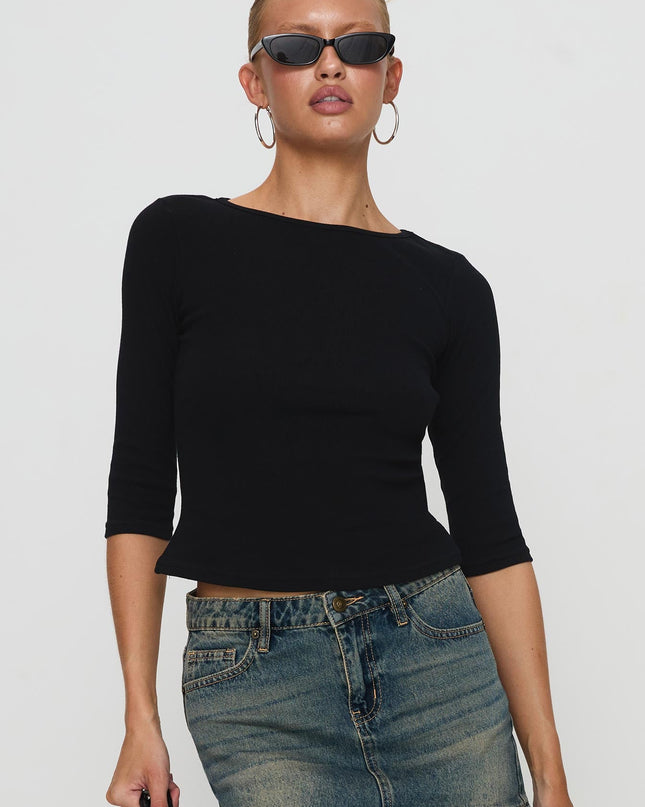 Elaia 3/4 Sleeve Top Black