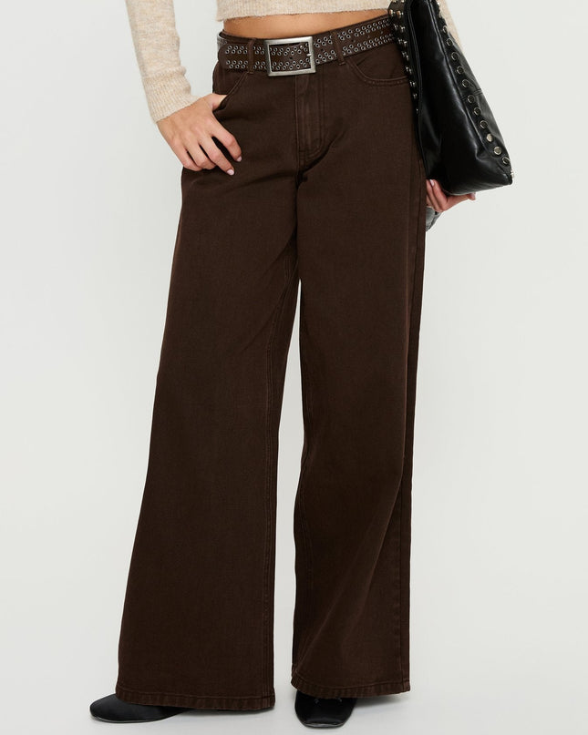Naylor Mid Rise Wide Leg Jeans Brown