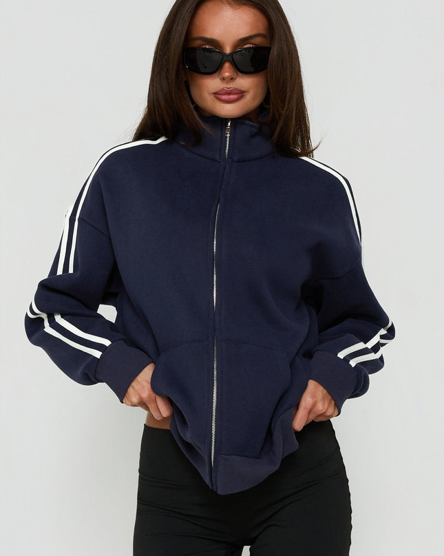 Keeran Funnel Neck Fleece Jumper Navy / White