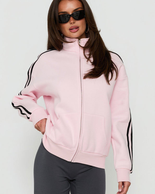 Keeran Funnel Neck Fleece Jumper Pink / Black