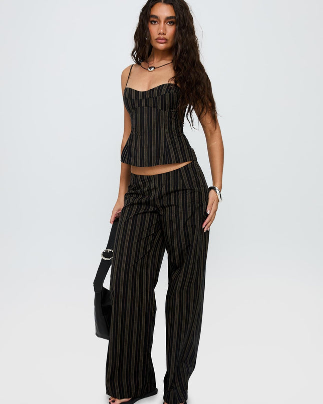 Kierstyn Corset Set Black Stripe