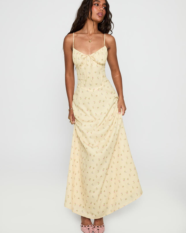Members Only Maxi Dress Yellow Floral