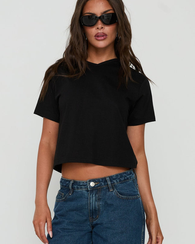 Dealia High V Boxy Tee Black