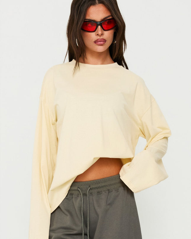 Settle Down Long Sleeve Top Butter Yellow