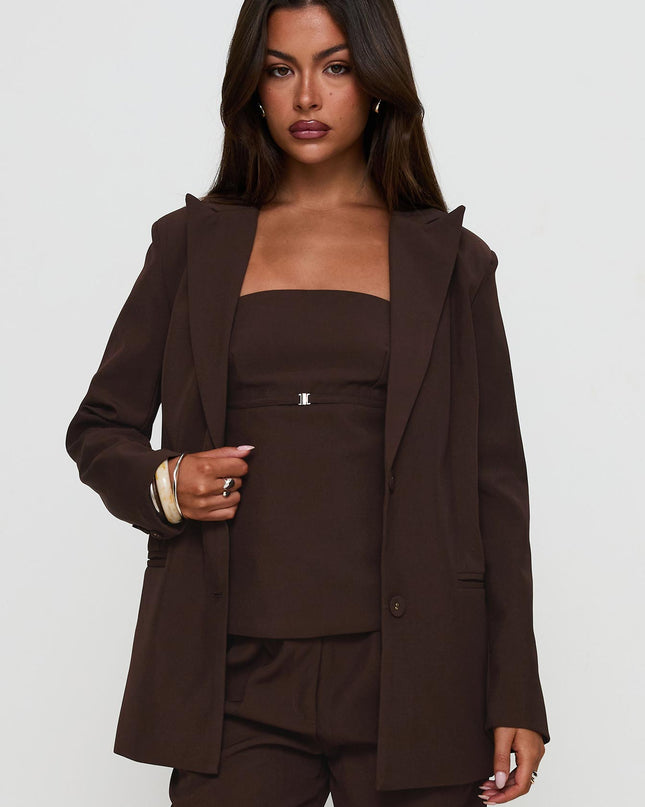 Crowd Pleaser Oversized Blazer Chocolate