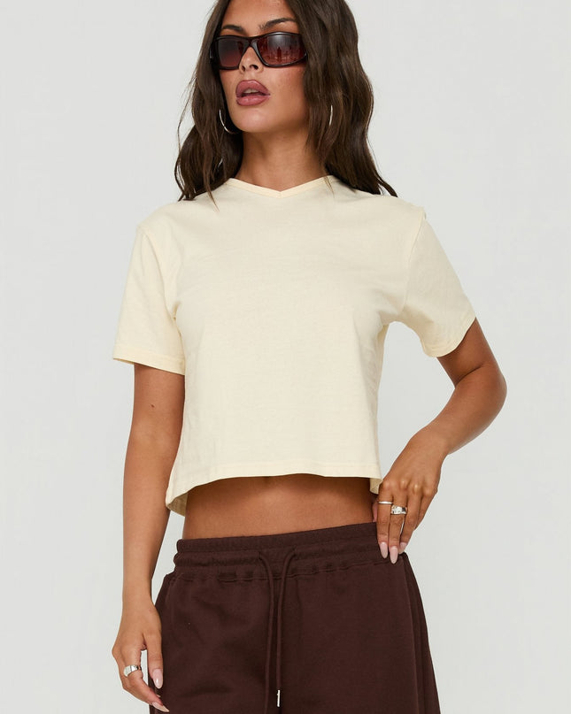 Dealia High V Boxy Tee Yellow