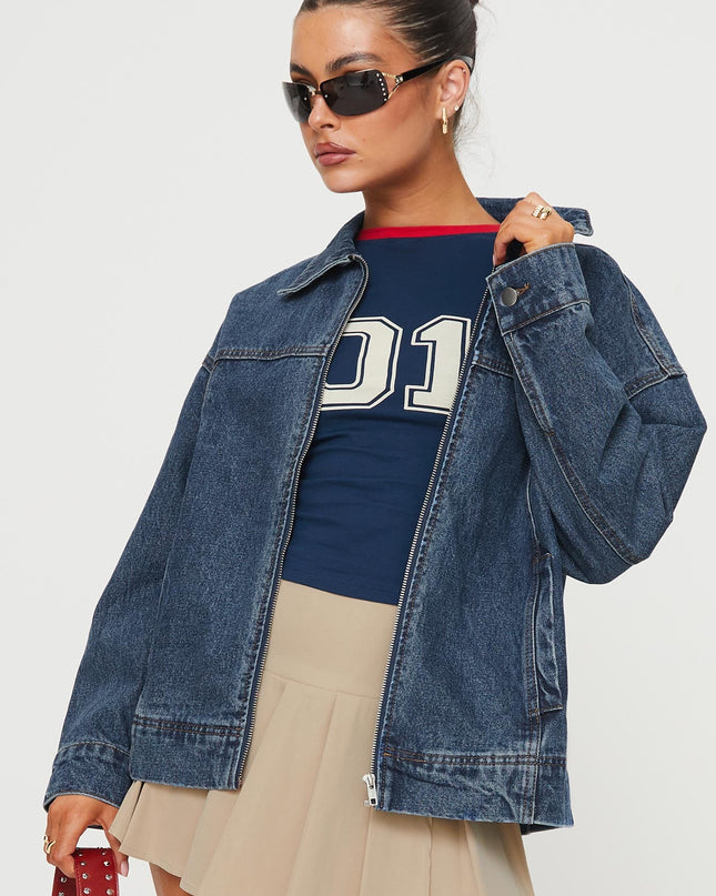 Goldsmith Denim Bomber Jacket Mid Wash