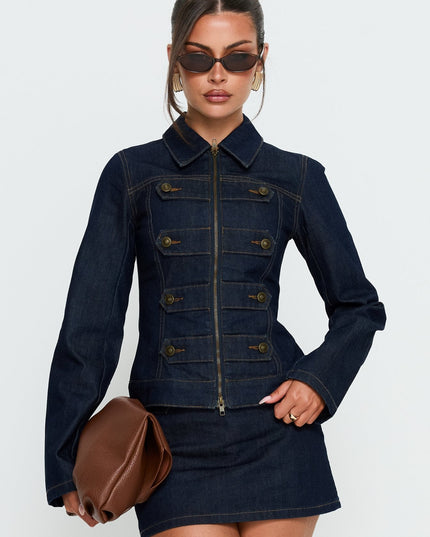 Cristen Cadet Buckle Denim Jacket Indigo