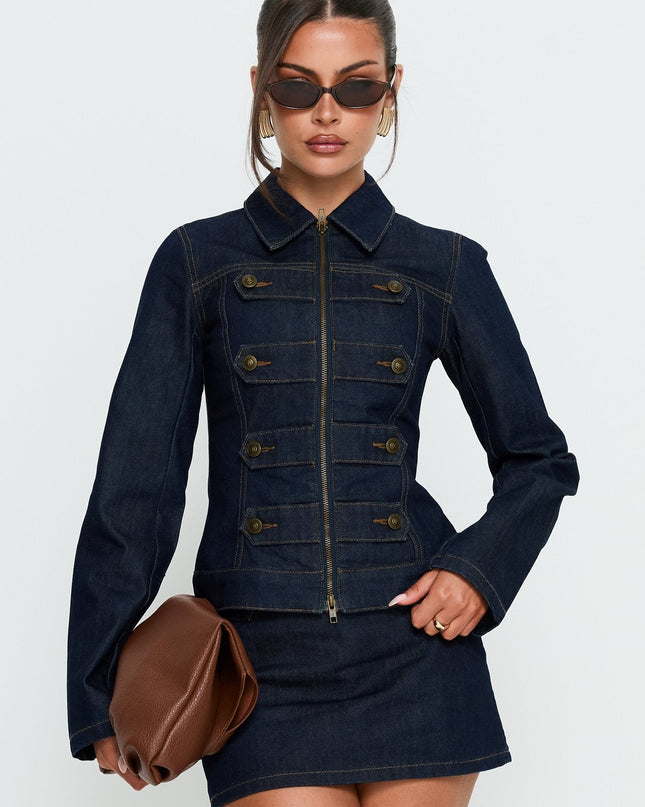 Cristen Cadet Buckle Denim Jacket Indigo